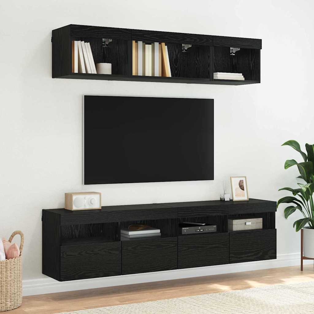 Meubles TV muraux 2 pcs Chêne noir 80 x 30 x 40 cm - XIOS