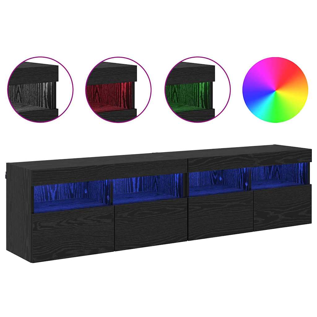 Meubles TV muraux 2 pcs Chêne noir 80 x 30 x 40 cm - XIOS