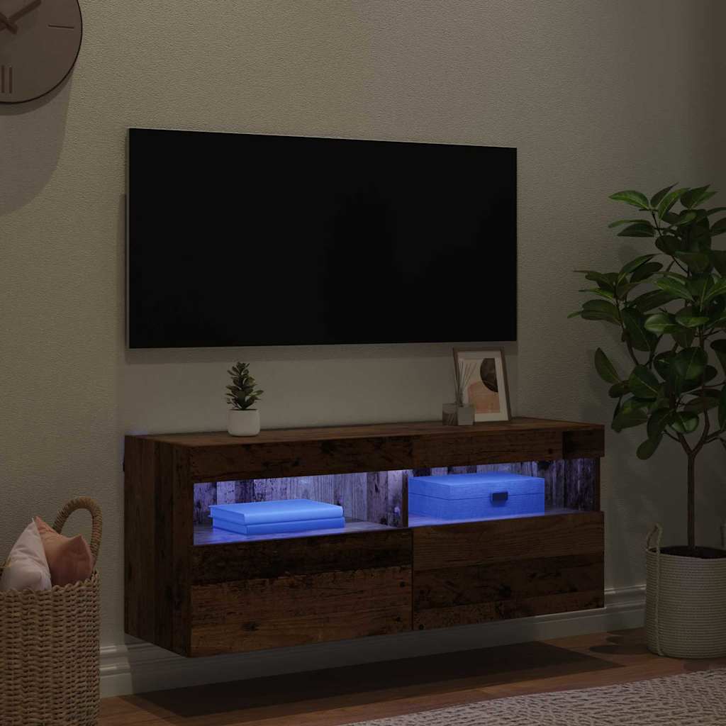 Meuble TV mural Bois Ancien 100 x 30 x 40 cm Bois d'ingénierie - XIOS