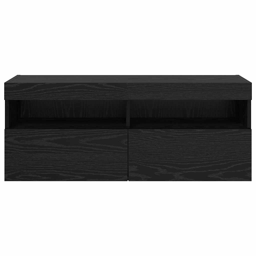 Meuble TV mural Chêne noir 100 x 30 x 40 cm Bois d'ingénierie - XIOS