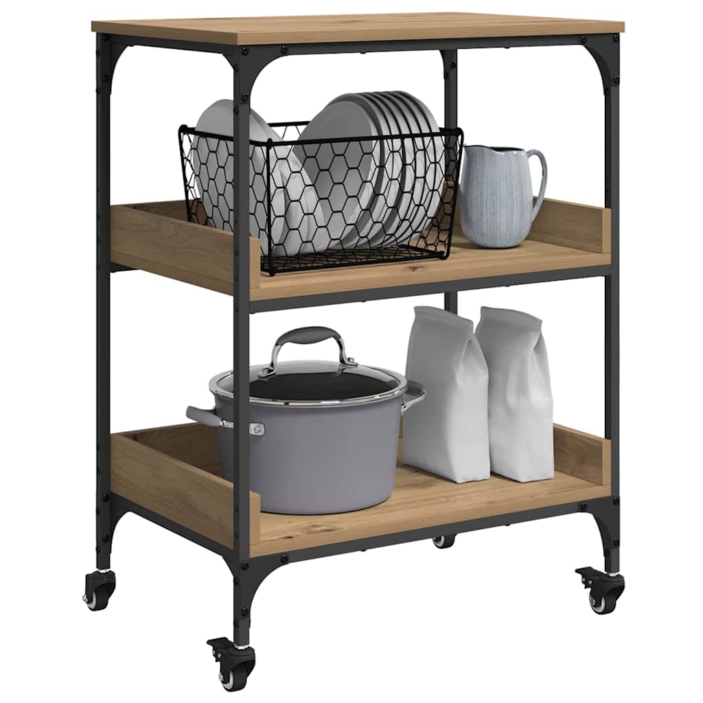 Chariot de cuisine Chêne artisanal 60 x 41 x 80,5 cm - XIOS