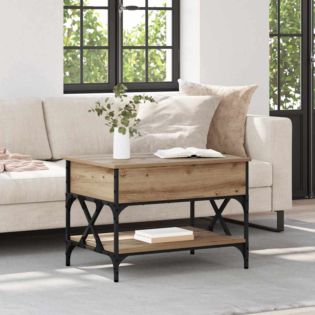 Table basse Chêne artisanal 70x50x50cm Bois d'ingénierie - XIOS