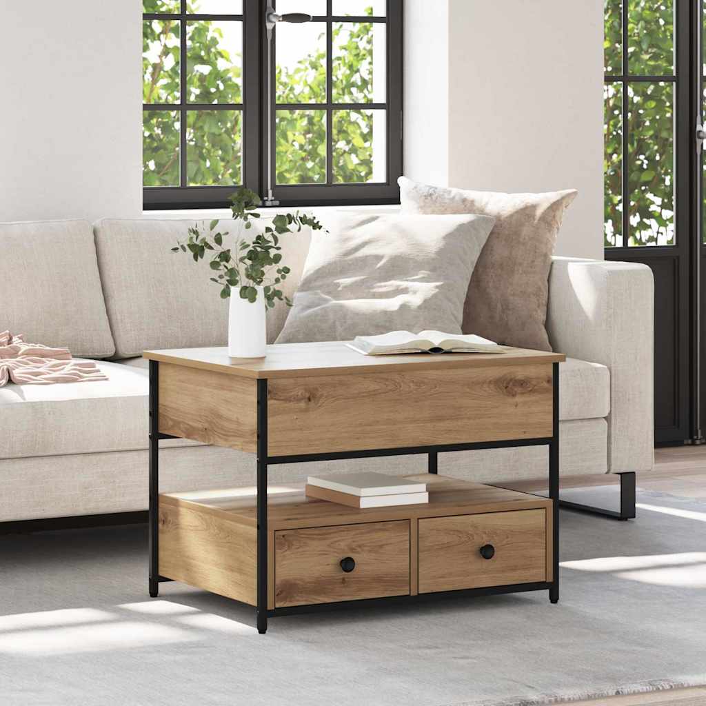 Table basse chêne artisanal 70 x 50 x 50 cm Bois d'ingénierie - XIOS