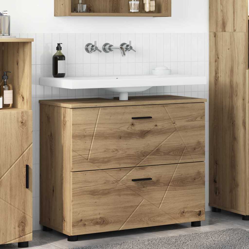 Cabinet de salle de bain Chêne artisanal 76,5 x 35 x 64 cm - XIOS