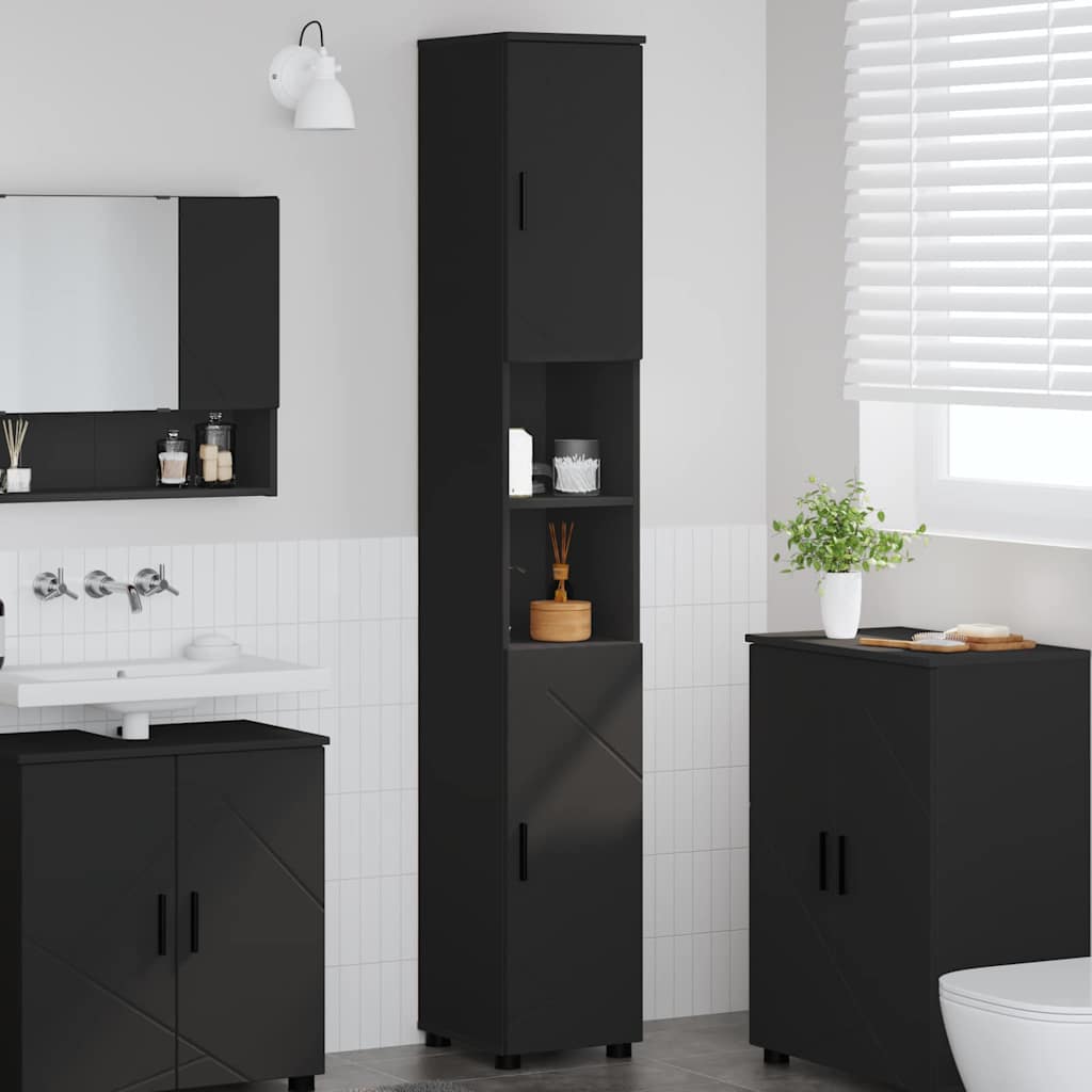 Cabinet de salle de bain avec stockage Noir 30 x 35 x 192 cm - XIOS