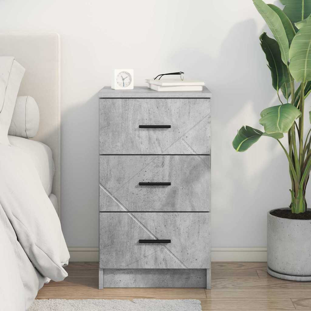 Cabinet de chevet Gris béton 38 x 38 x 66 cm Bois d'ingénierie - XIOS