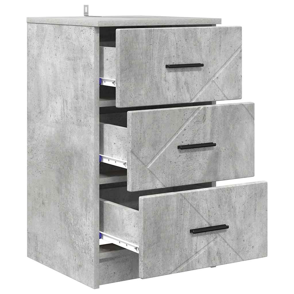 Cabinet de chevet Gris béton 38 x 38 x 66 cm Bois d'ingénierie - XIOS
