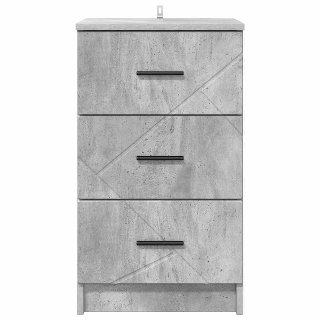 Cabinet de chevet Gris béton 38 x 38 x 66 cm Bois d'ingénierie - XIOS