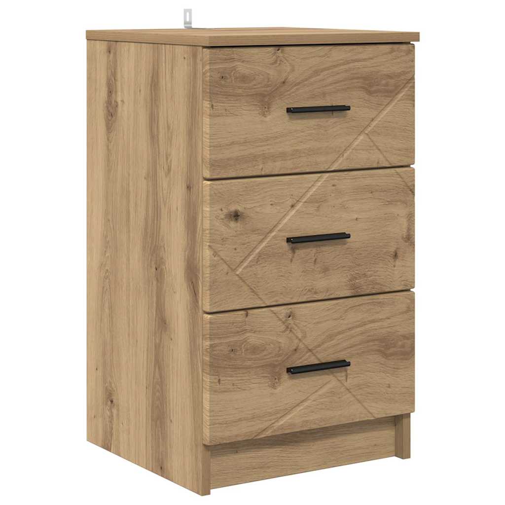 Cabinet de chevet avec tiroir chêne artisanal 38 x 38 x 66 cm XIOS