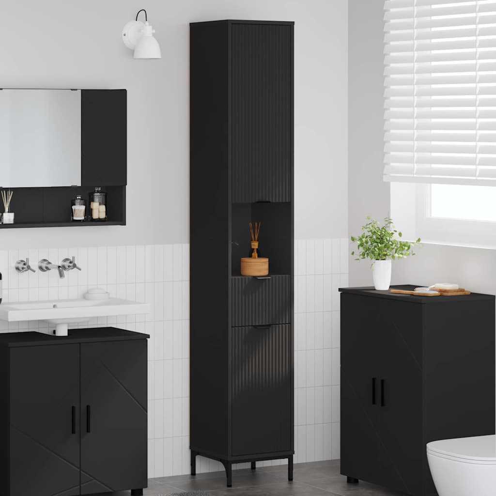 Cabinet de salle de bain Noir 31,5 x 33 x 190 cm - XIOS