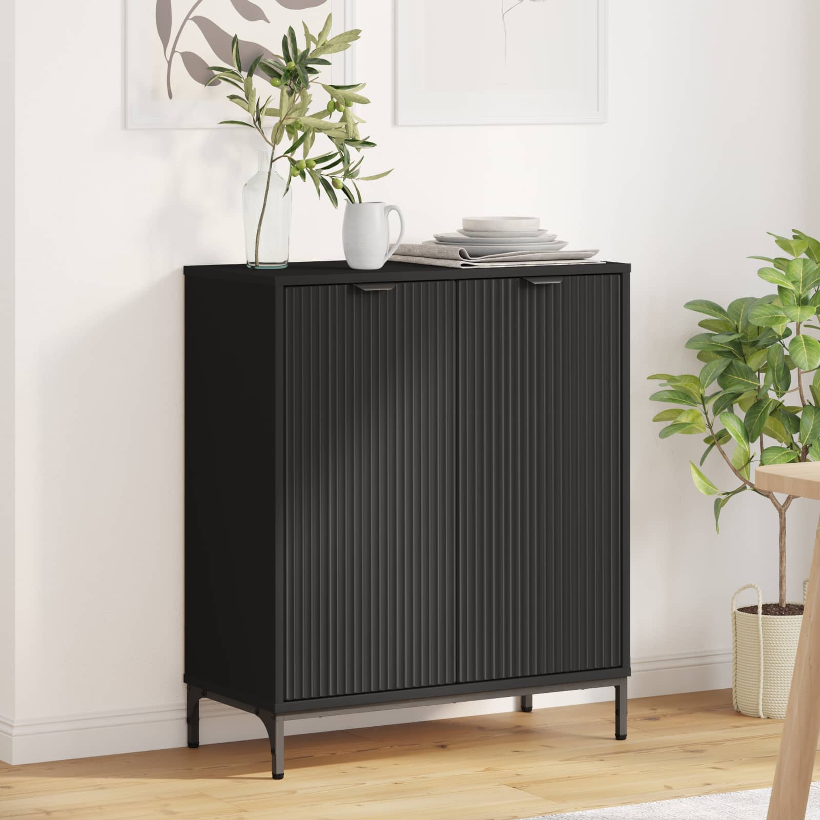 Buffet Noir 69,5 x 33 x 82 cm Bois d'ingénierie - XIOS