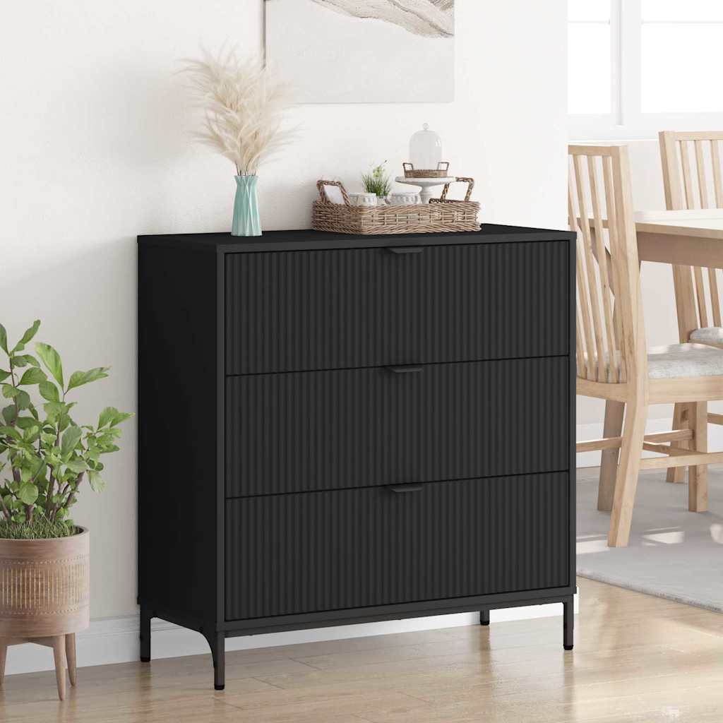 Buffet avec tiroir Noir 79,5 x 33 x 82 cm Bois d'ingénierie - XIOS