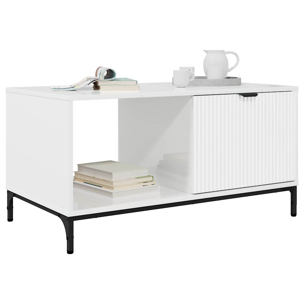 Table basse Blanc brillant 90 x 49 x 46 cm Bois d'ingénierie - XIOS