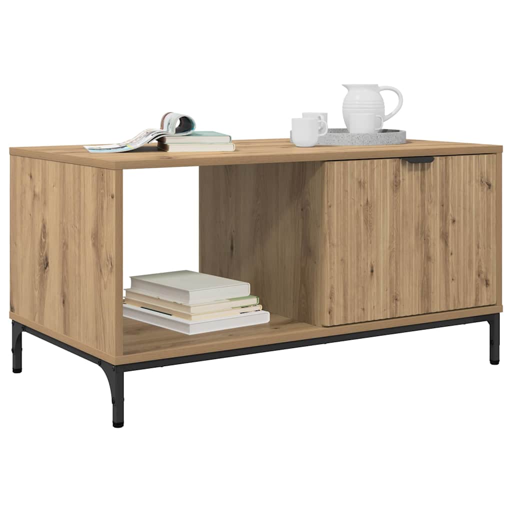 Table basse chêne artisanal 90 x 49 x 46 cm Bois d'ingénierie XIOS