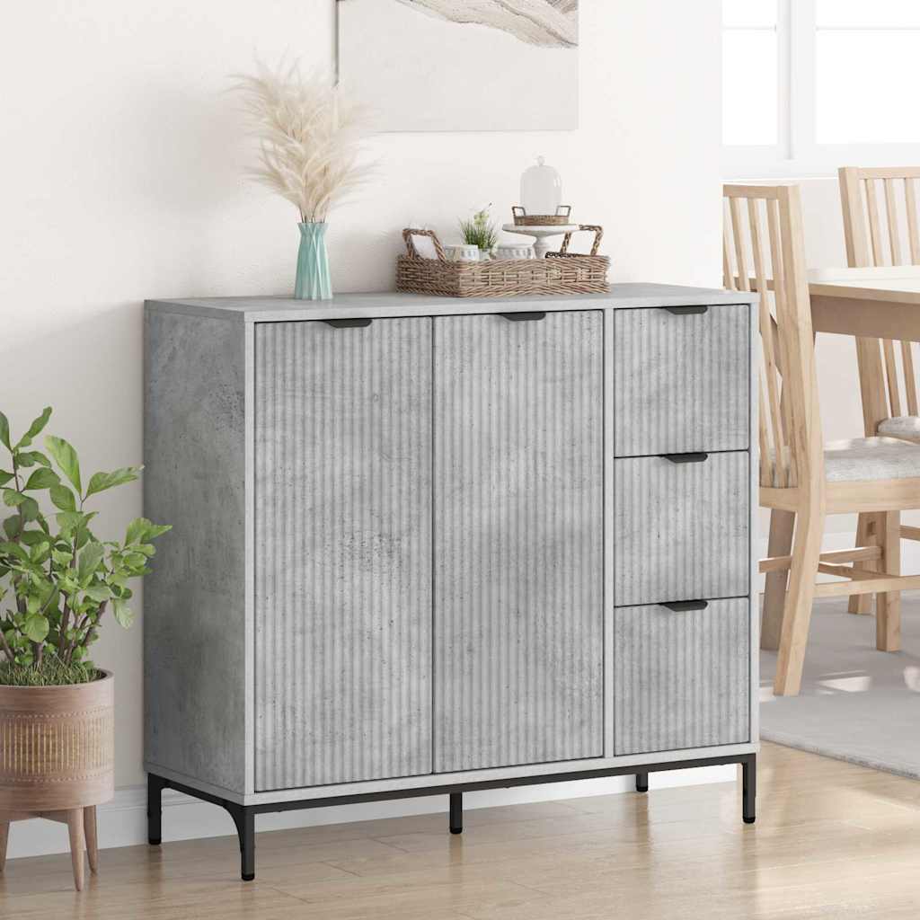 Buffet Gris béton 89,5 x 33 x 82 cm Bois d'ingénierie - XIOS
