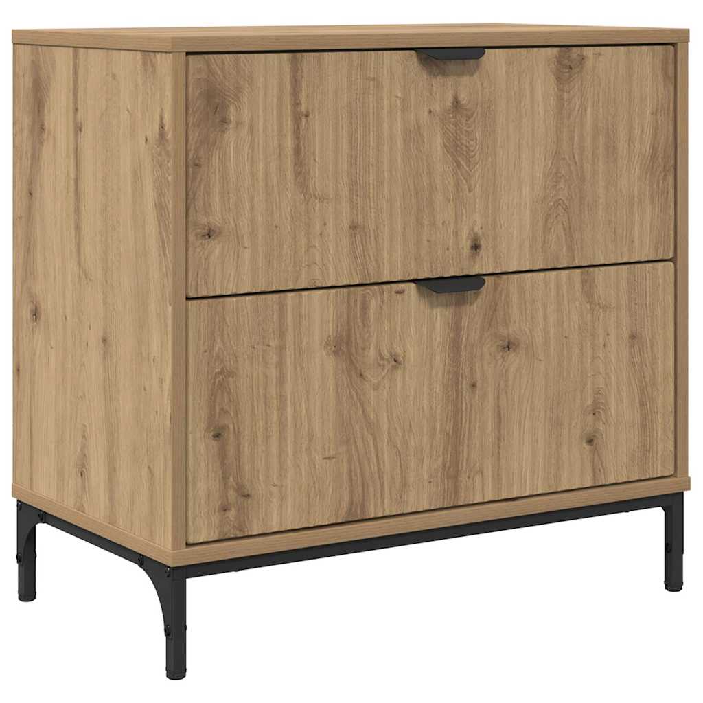 Table de chevet avec tiroir chêne artisanal 63,5 x 36 x 61 cm XIOS