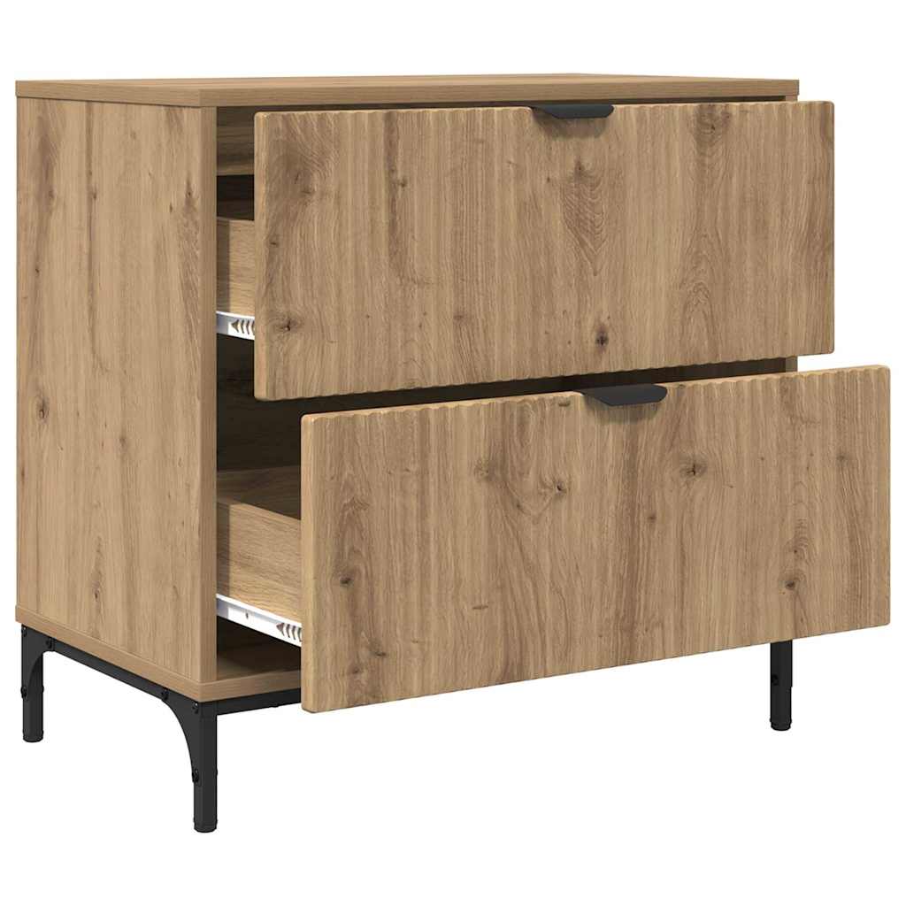 Table de chevet avec tiroir chêne artisanal 63,5 x 36 x 61 cm XIOS