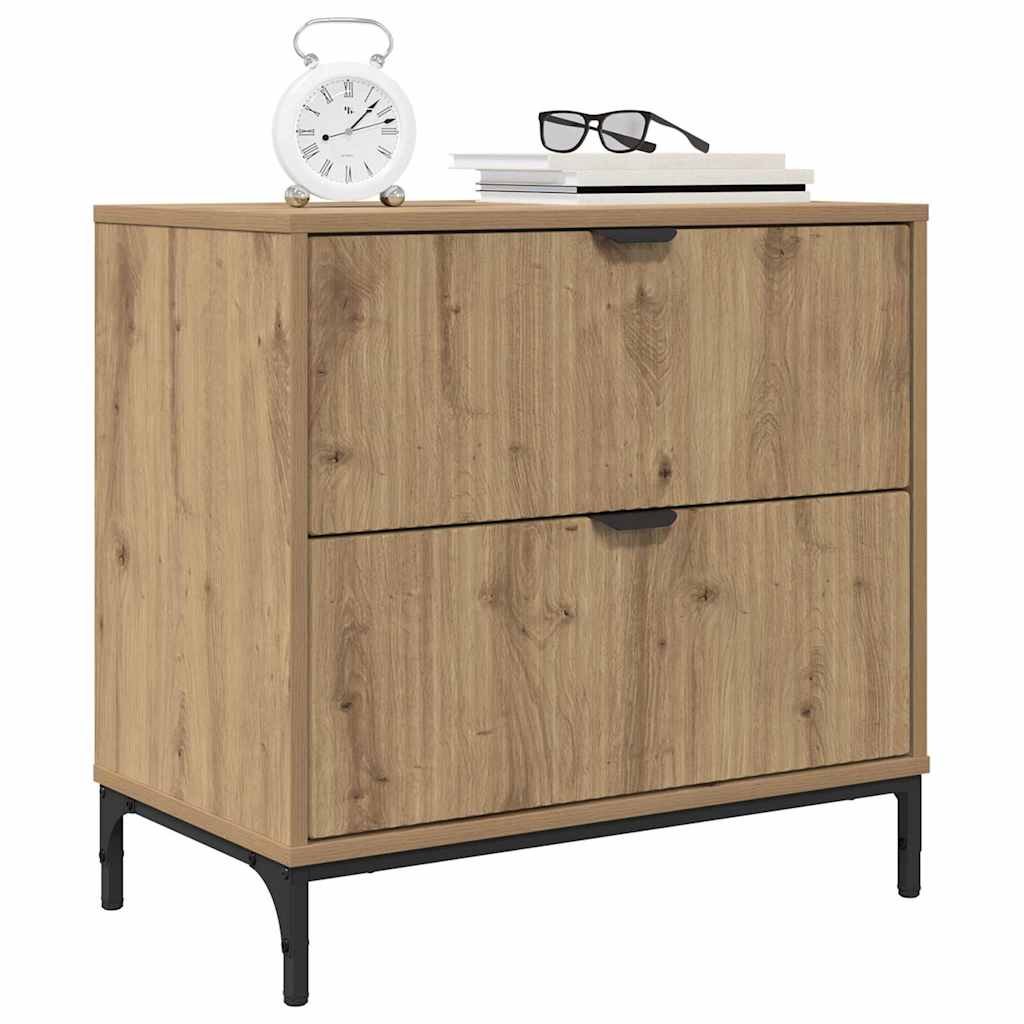 Table de chevet avec tiroir chêne artisanal 63,5 x 36 x 61 cm XIOS