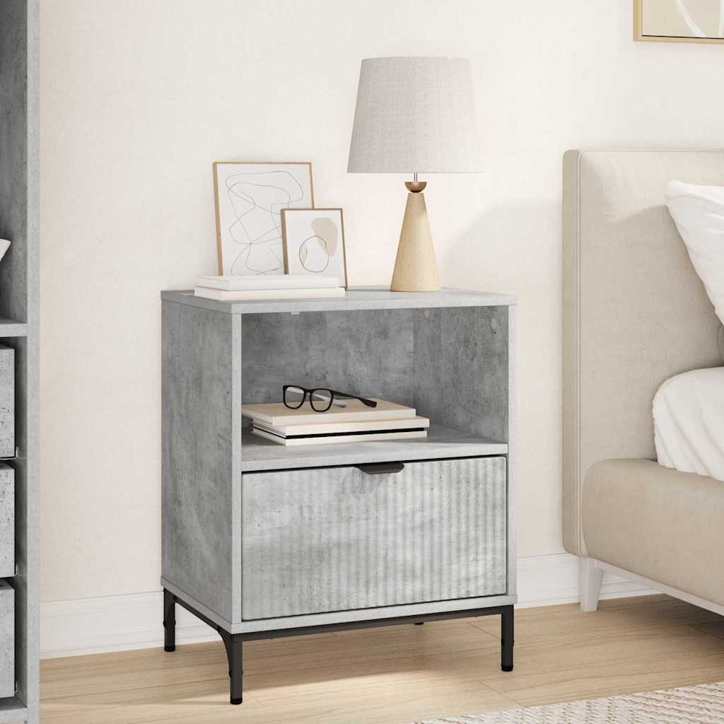 Table de chevet Gris béton 49 x 36 x 61 cm Bois d'ingénierie XIOS