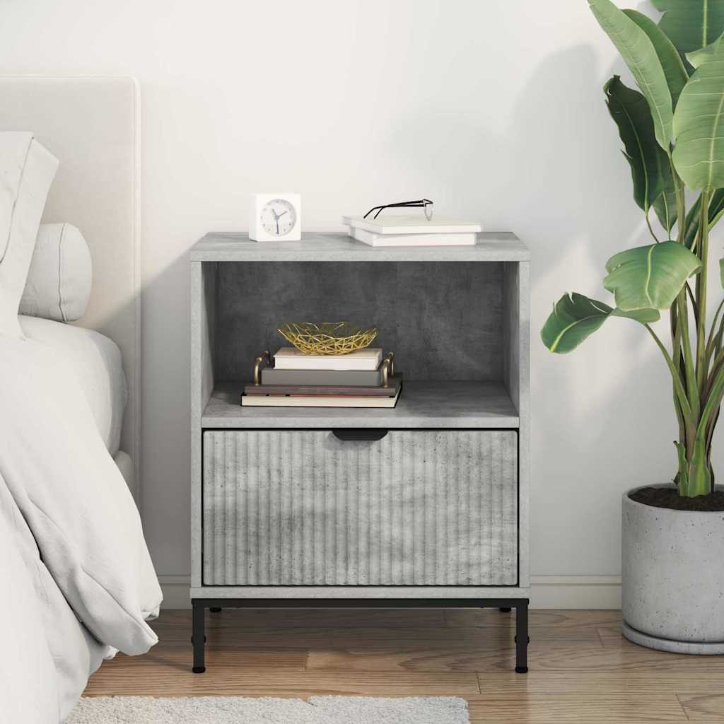 Table de chevet Gris béton 49 x 36 x 61 cm Bois d'ingénierie XIOS