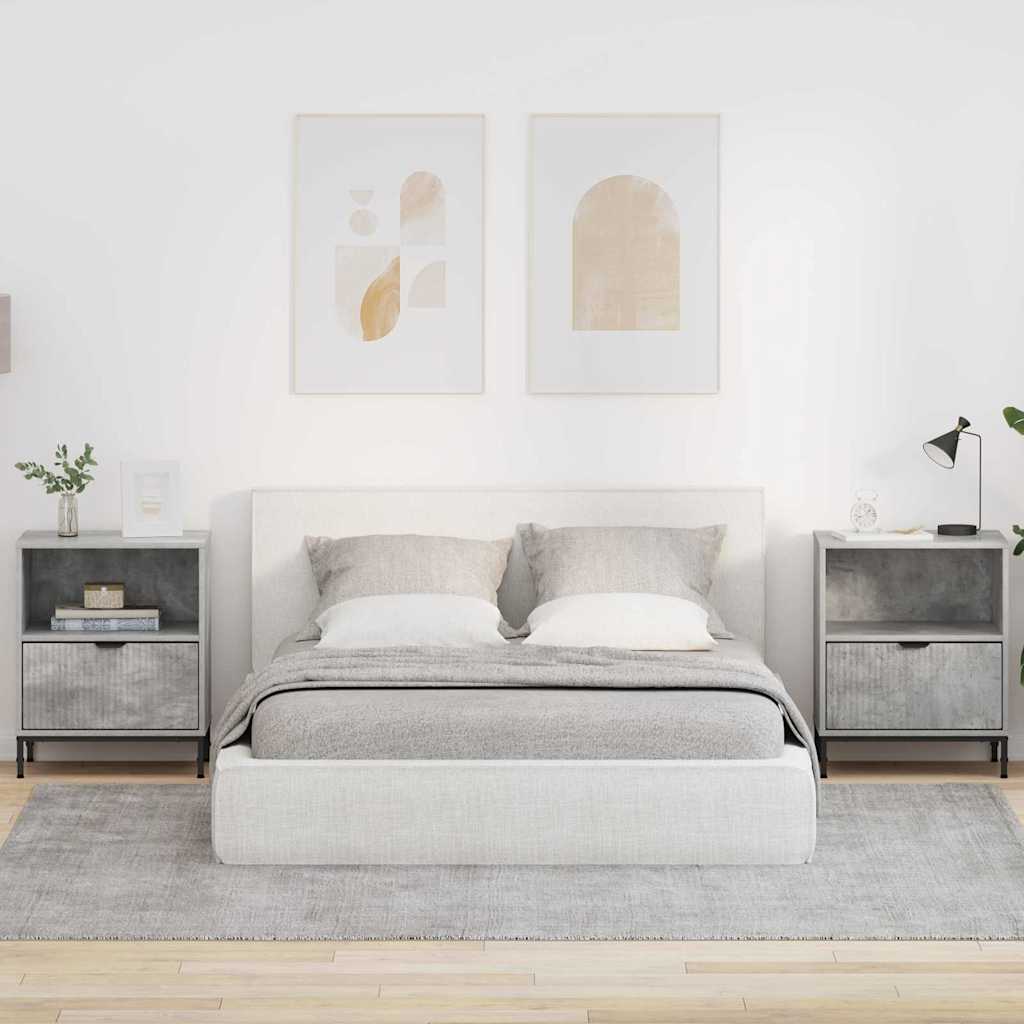 Tables de chevet avec tiroir 2 pcs Gris béton 49 x 36 x 61 cm XIOS