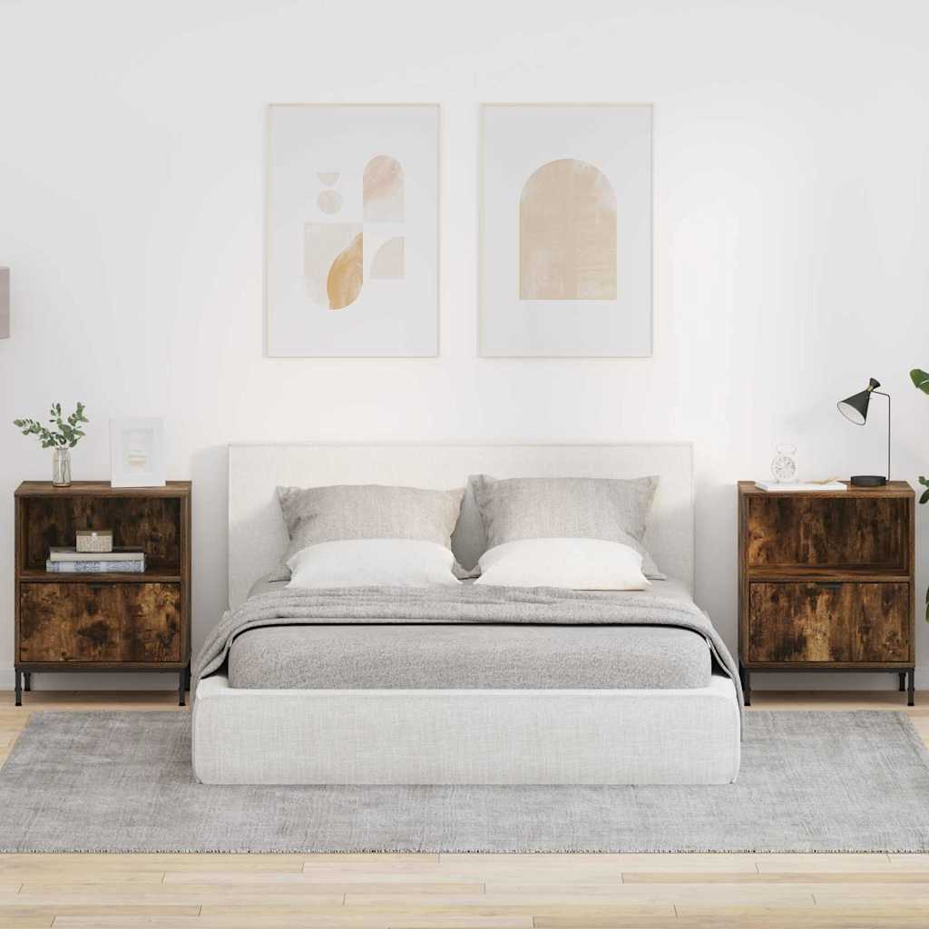 Tables de chevet avec tiroir 2 pcs Chêne fumé 49 x 36 x 61 cm XIOS