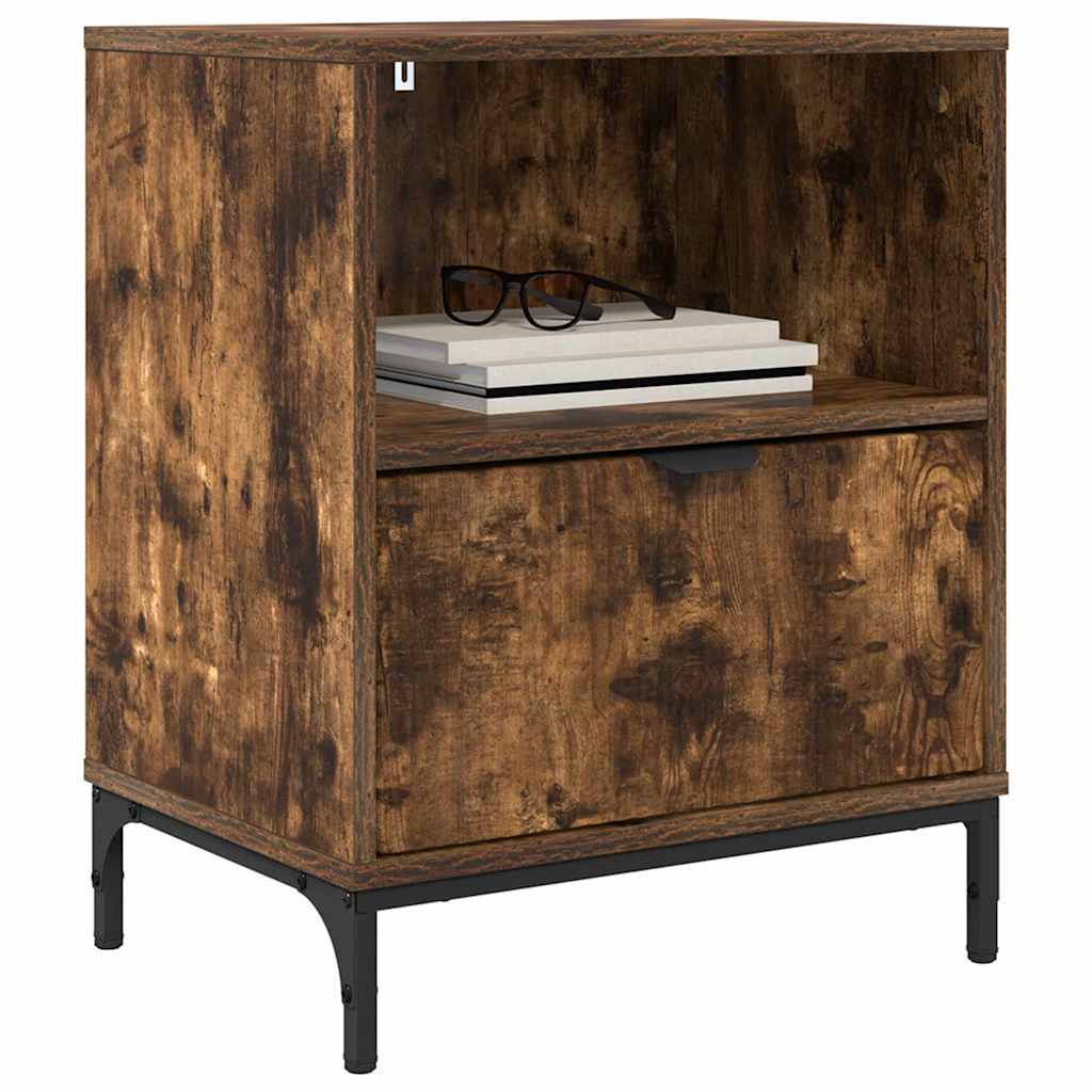 Tables de chevet avec tiroir 2 pcs Chêne fumé 49 x 36 x 61 cm XIOS