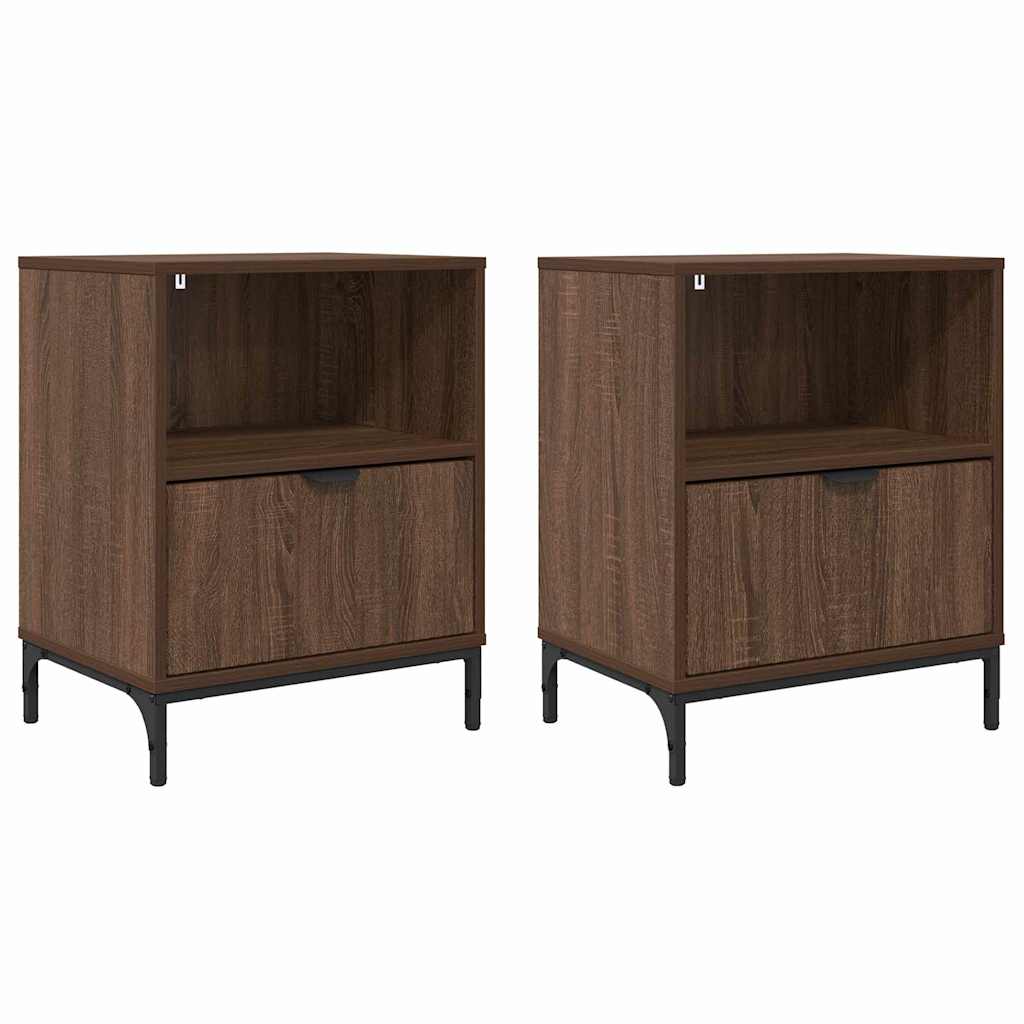 Tables de chevet avec tiroir 2 pcs Chêne marron 49 x 36 x 61 cm XIOS