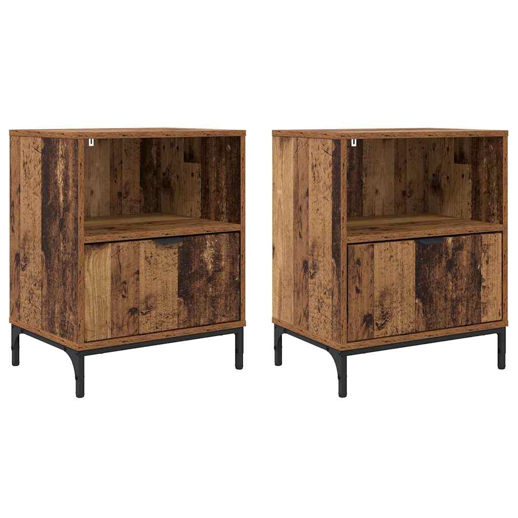 Tables de chevet avec tiroir 2 pcs Bois ancien 49 x 36 x 61 cm XIOS