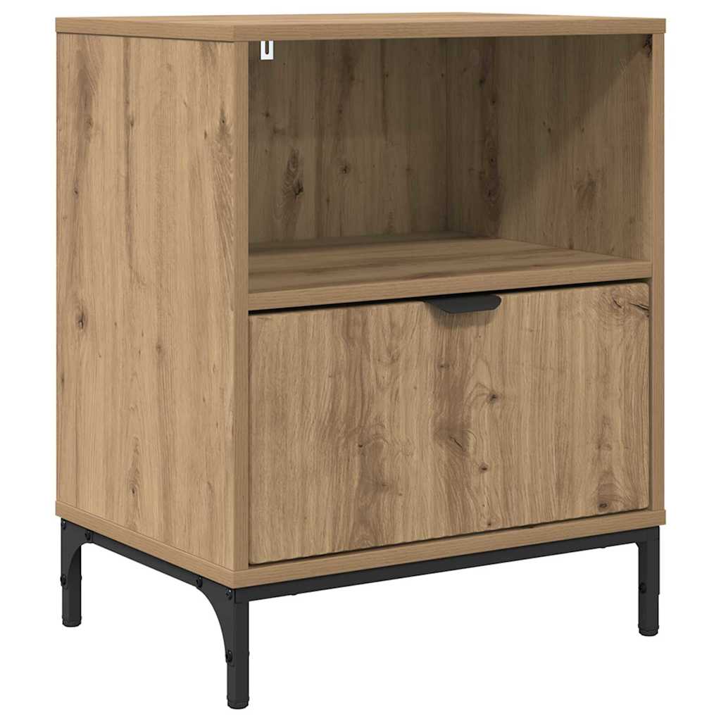Table de chevet avec tiroir chêne artisanal 49 x 36 x 61 cm XIOS