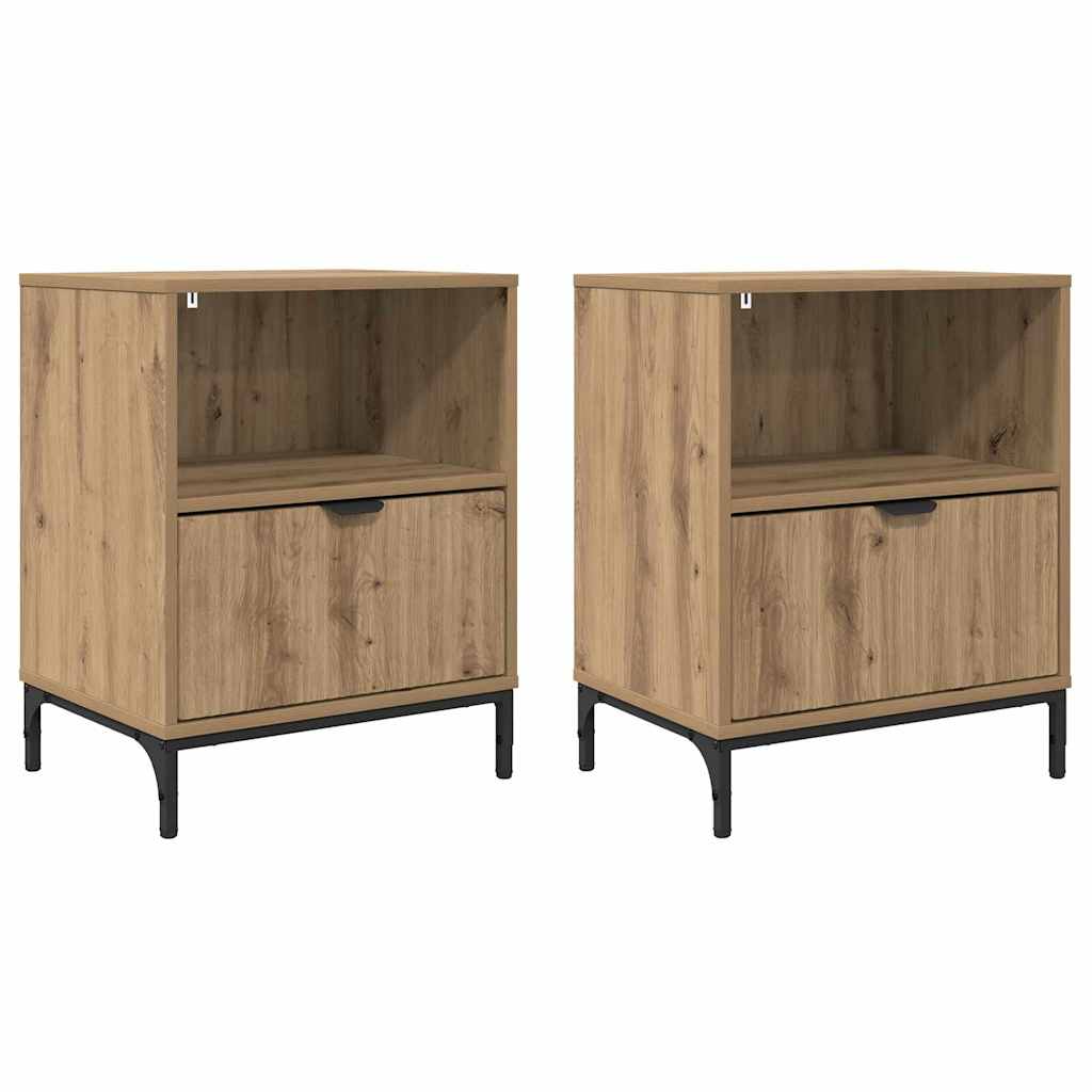 Tables de chevet 2 pcs chêne artisanal 49 x 36 x 61 cm XIOS