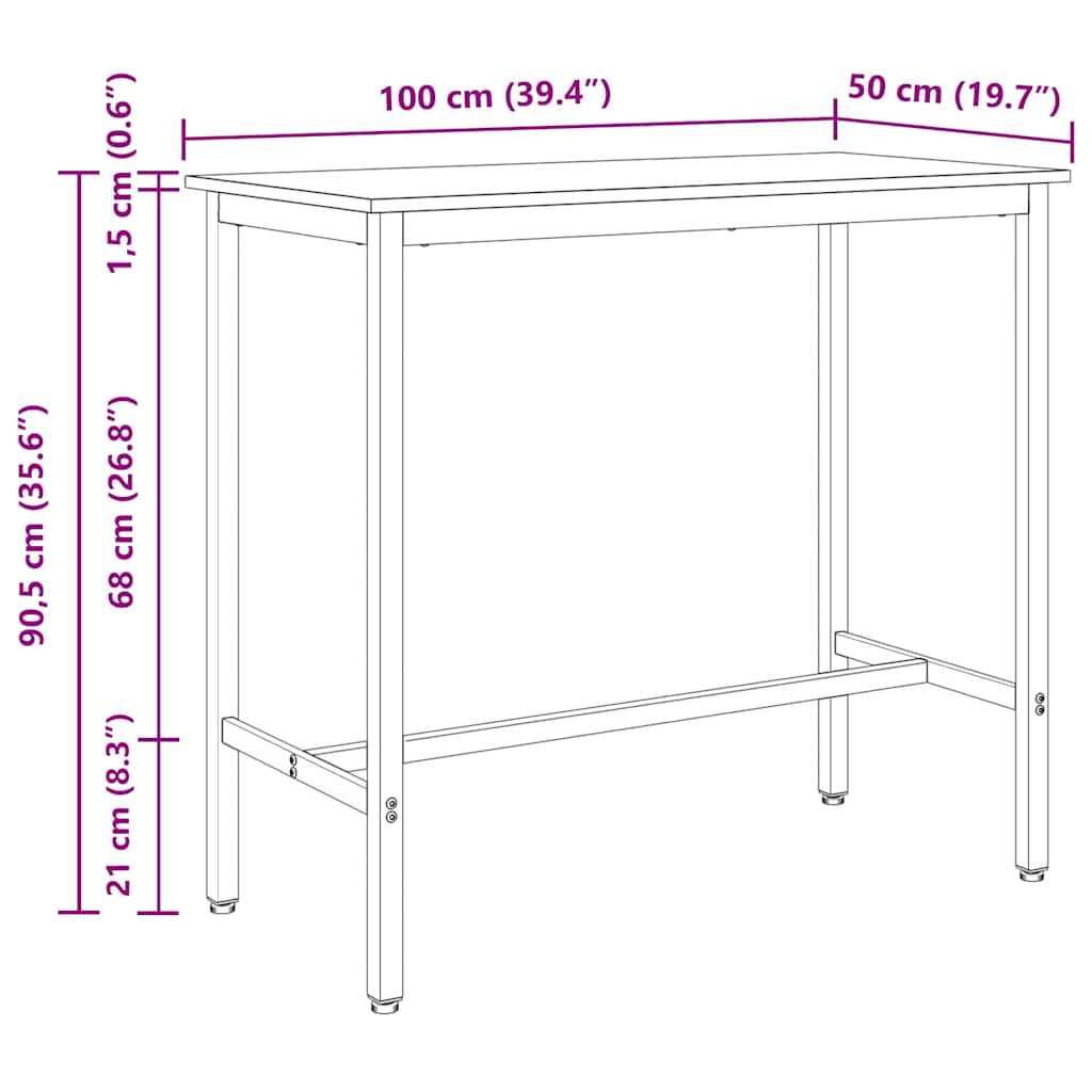 table Bois ancien 100 x 50 x 90,5 cm Bois d'ingénierie et acier - XIOS