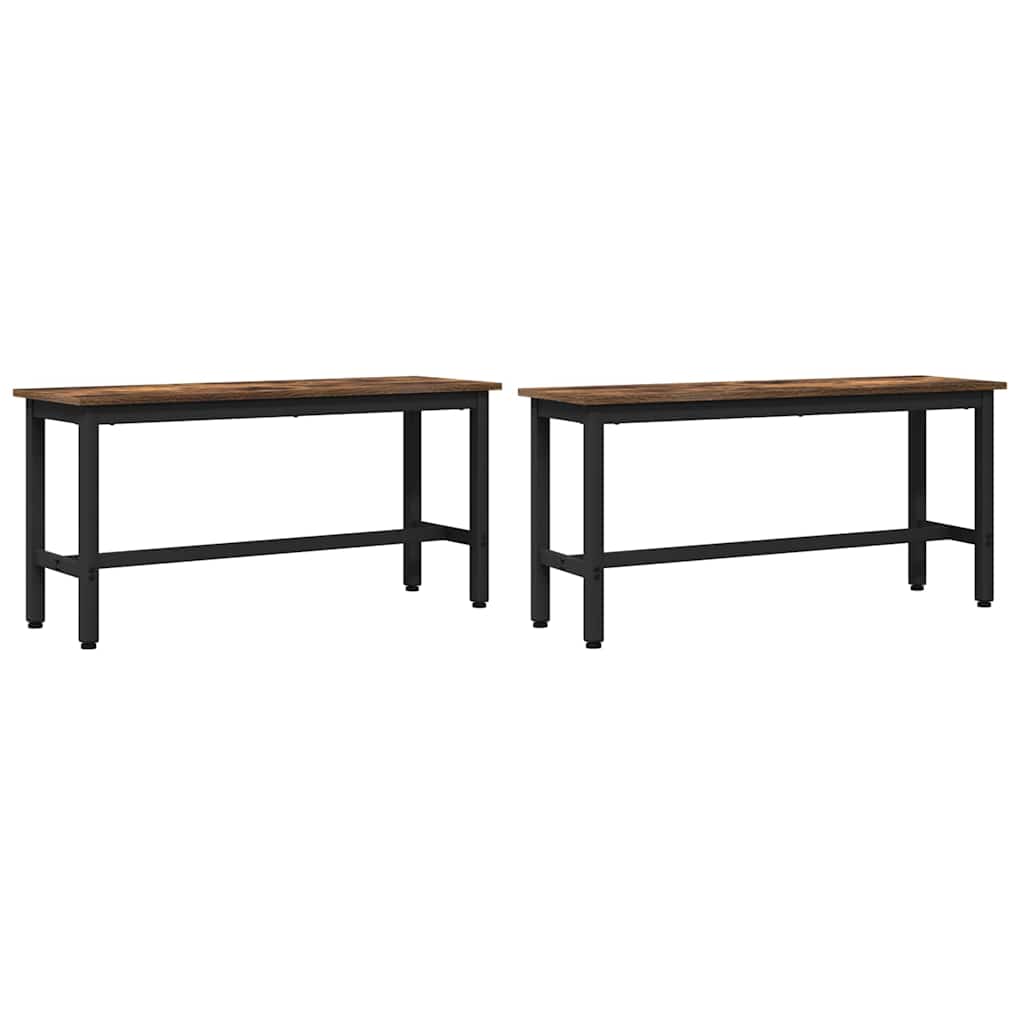 Banc de salle à manger 2 pcs Chêne fumé 100 x 32,5 x 48,5 cm - XIOS