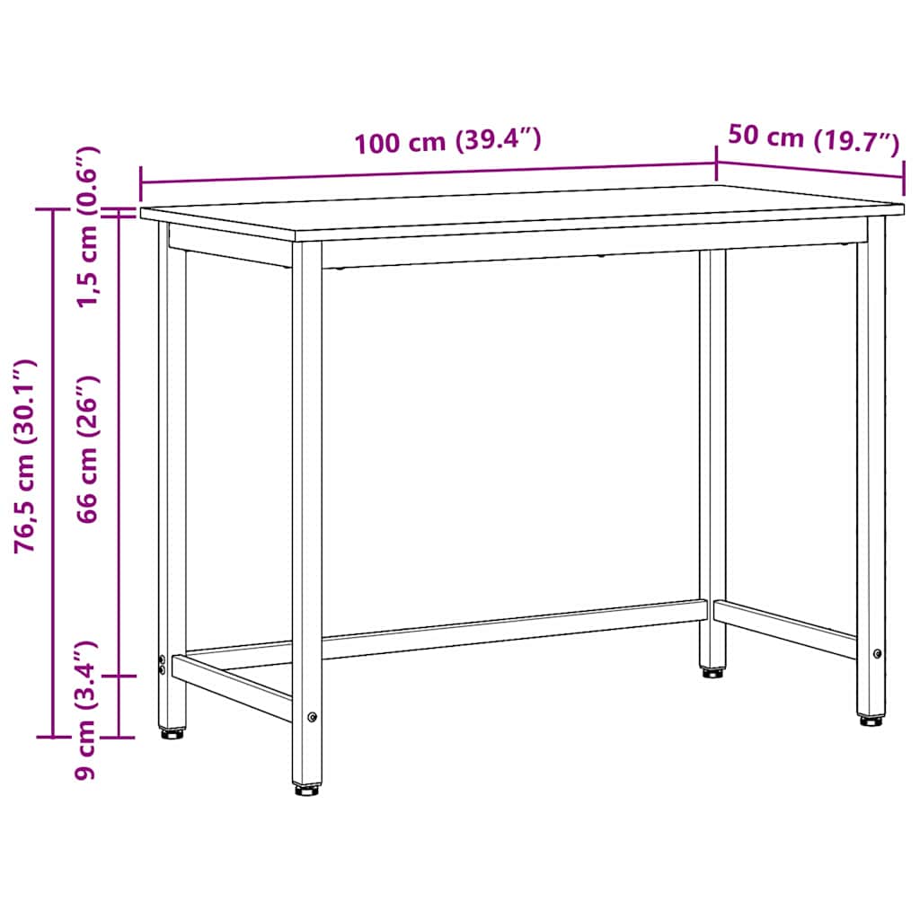 table Chêne noir 80 x 50 x 76,5 cm Bois d'ingénierie et acier - XIOS