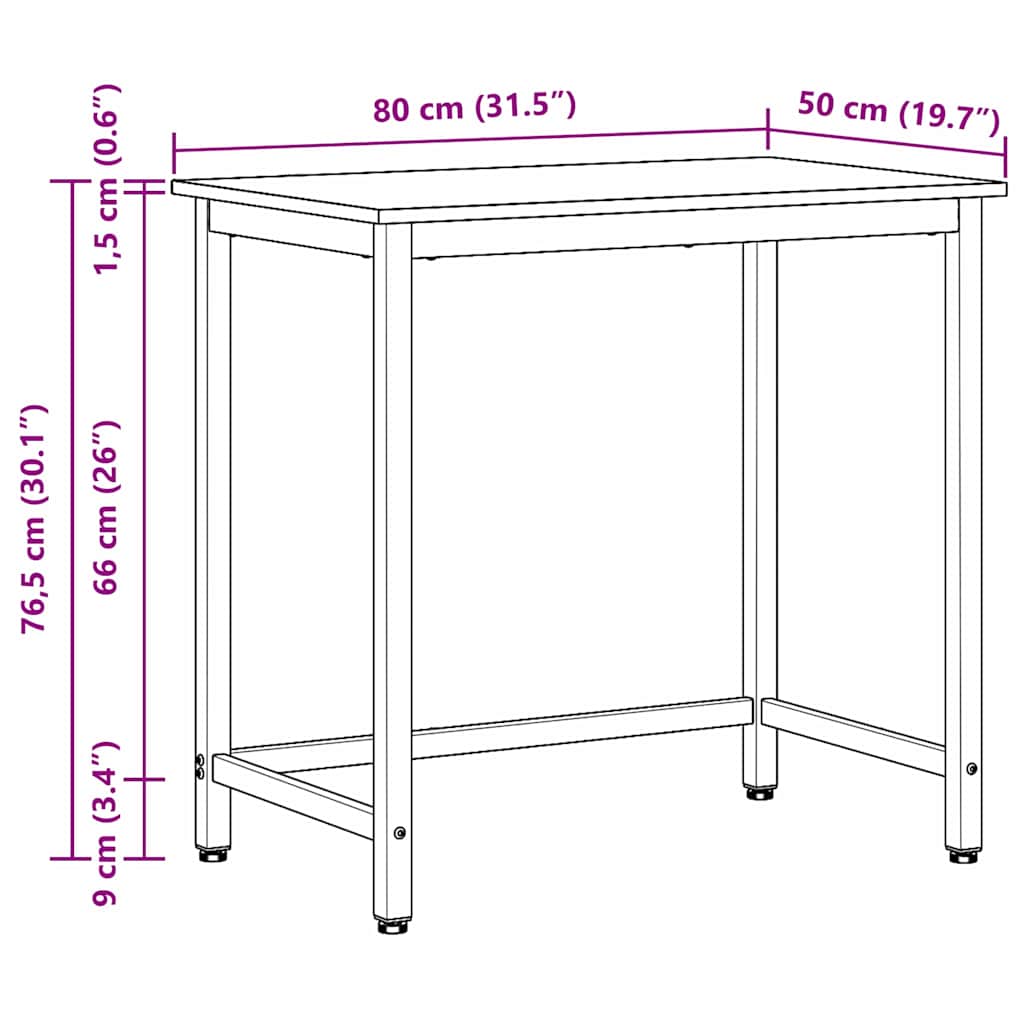 table Chêne fumé 100 x 50 x 76,5 cm Bois d'ingénierie et acier - XIOS