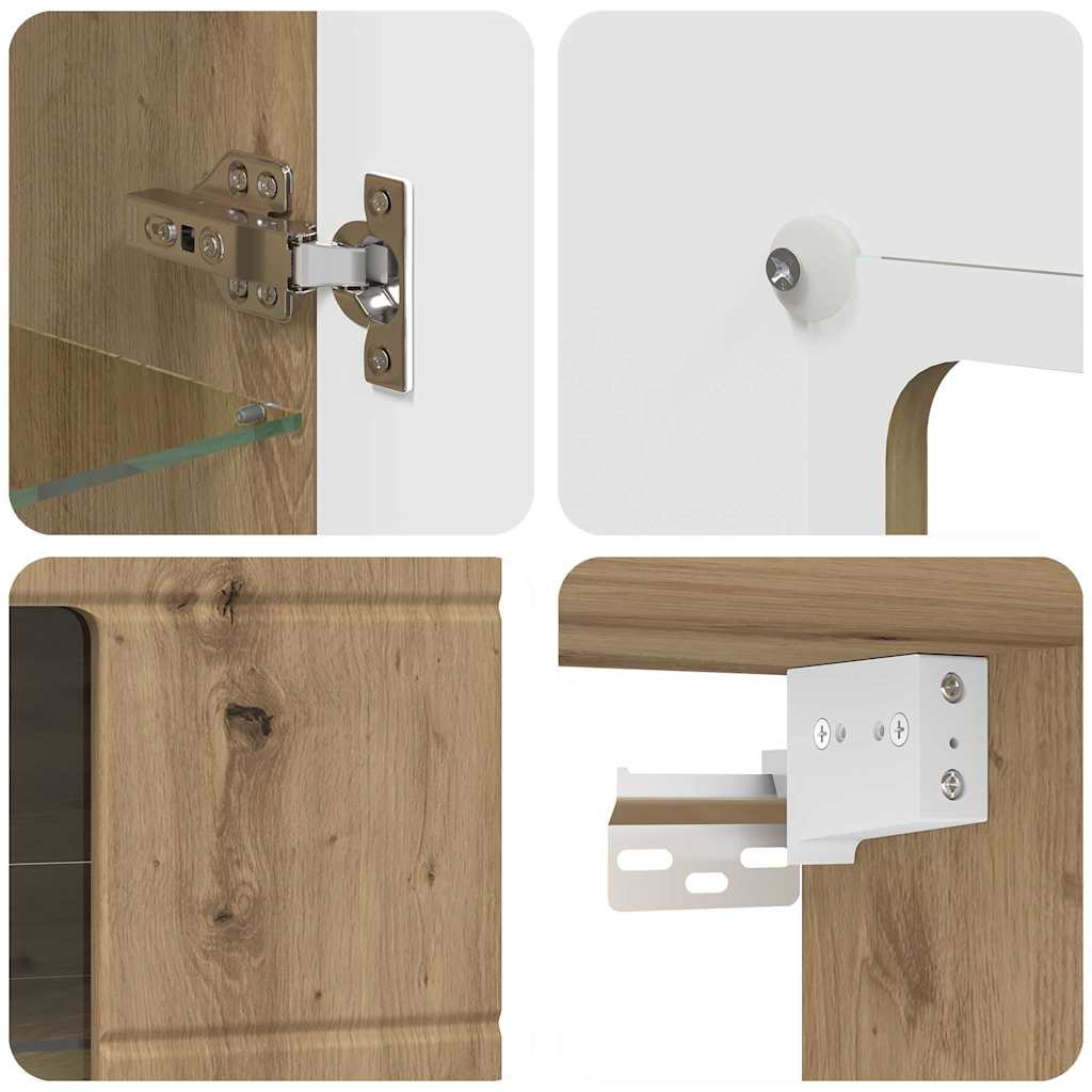 Meuble mural chêne artisanal 55 x 29 x 100 cm Bois d'ingénierie - XIOS