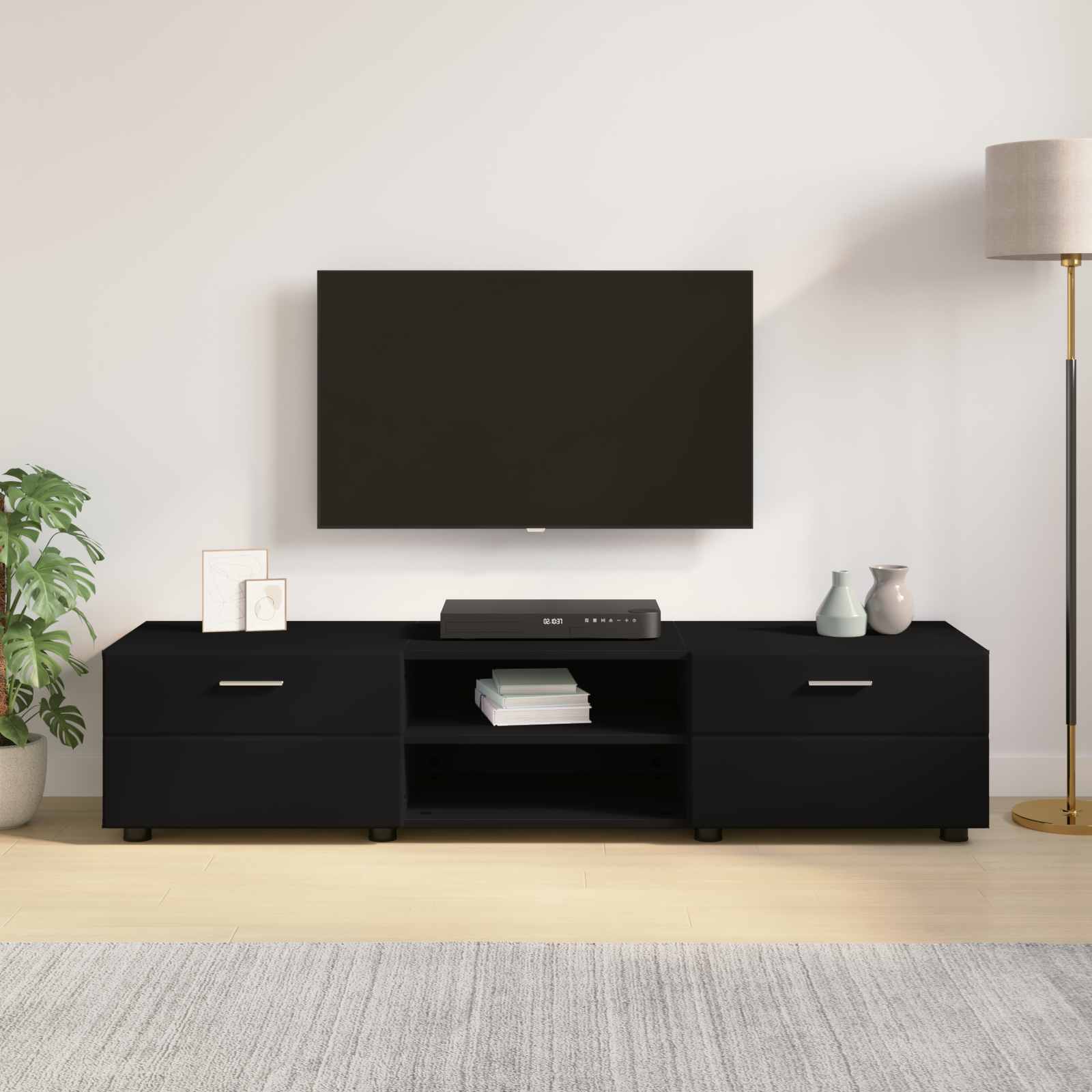 Cabinet en Bois Noir 150 x 39 x 30 cm Bois d'ingénierie - XIOS