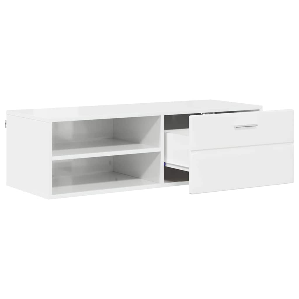 Meuble TV Blanc brillant 100.5 x 39 x 30 cm Bois d'ingénierie - XIOS