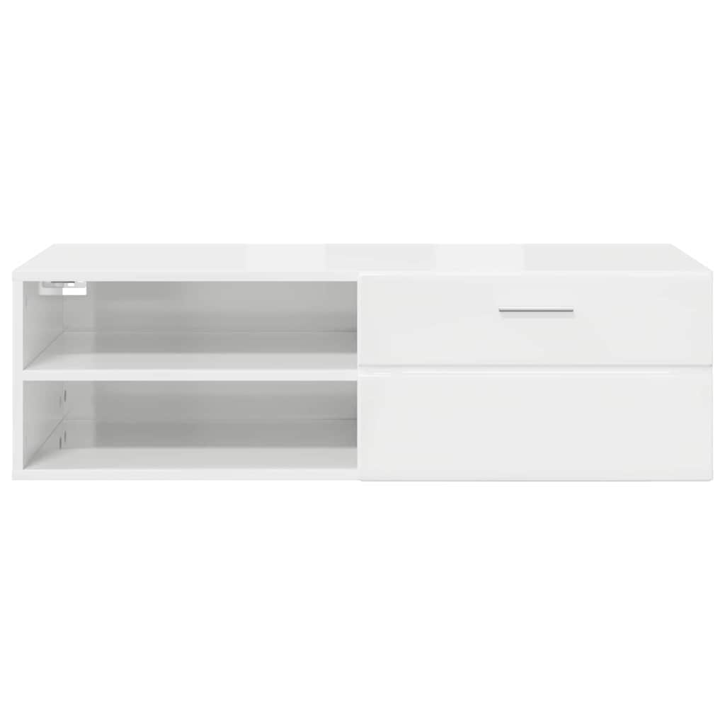 Meuble TV Blanc brillant 100.5 x 39 x 30 cm Bois d'ingénierie - XIOS