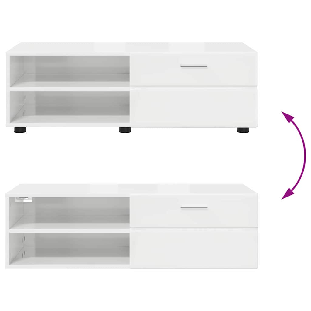 Cabinet en Bois avec tiroir Blanc brillant 100,5 x 39 x 30 cm - XIOS