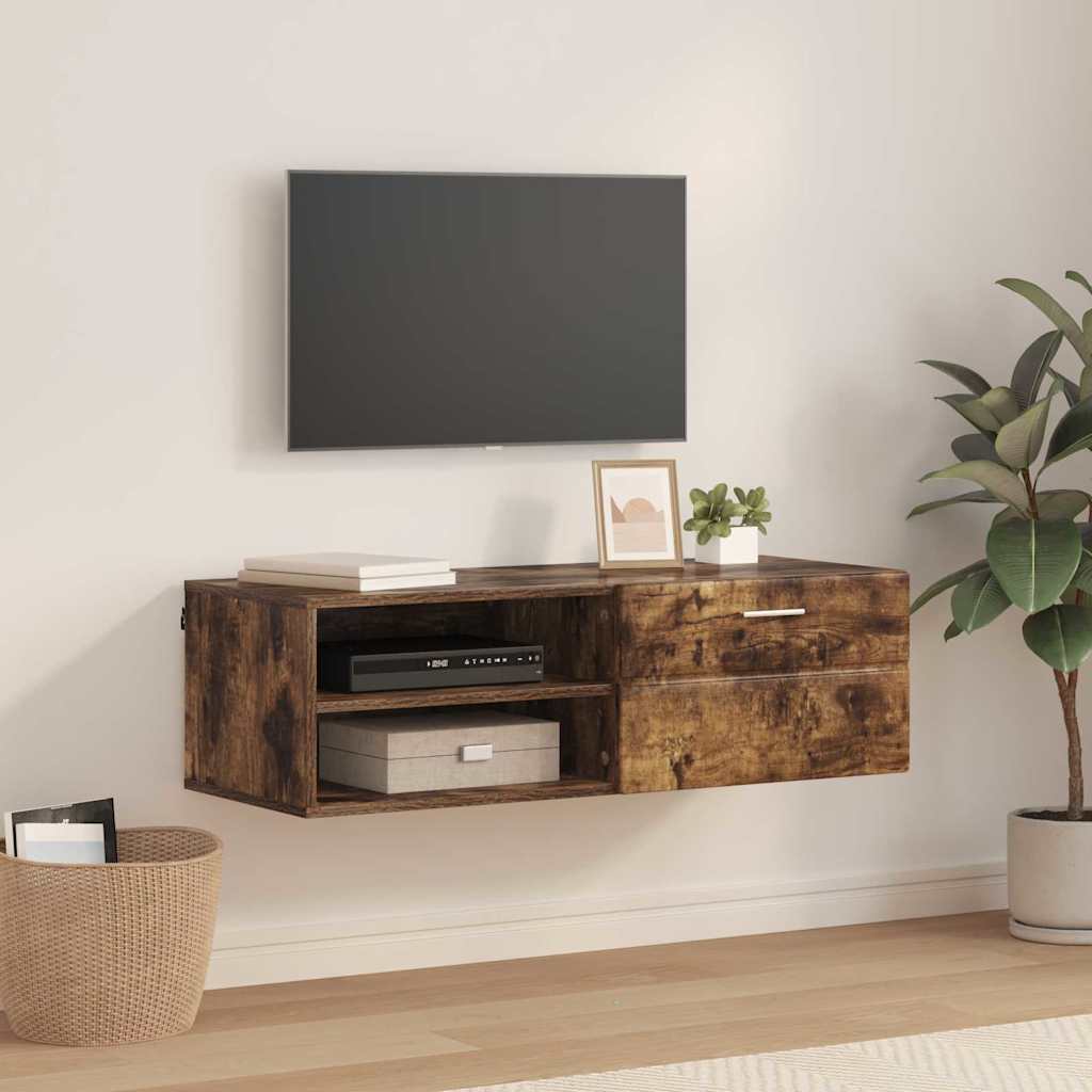 Meuble TV Chêne fumé 100.5 x 39 x 30 cm Bois d'ingénierie XIOS