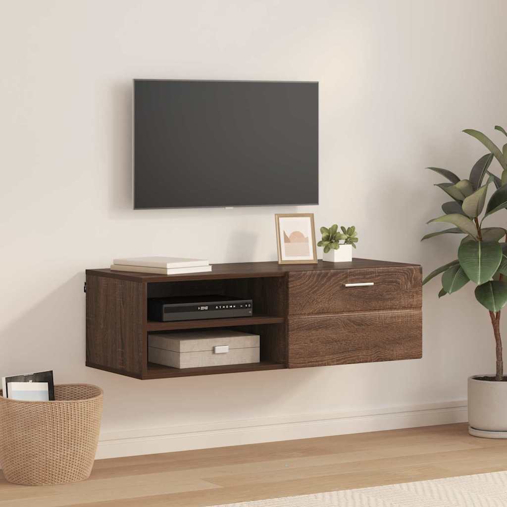 Meuble TV Chêne marron 100.5 x 39 x 30 cm Bois d'ingénierie XIOS