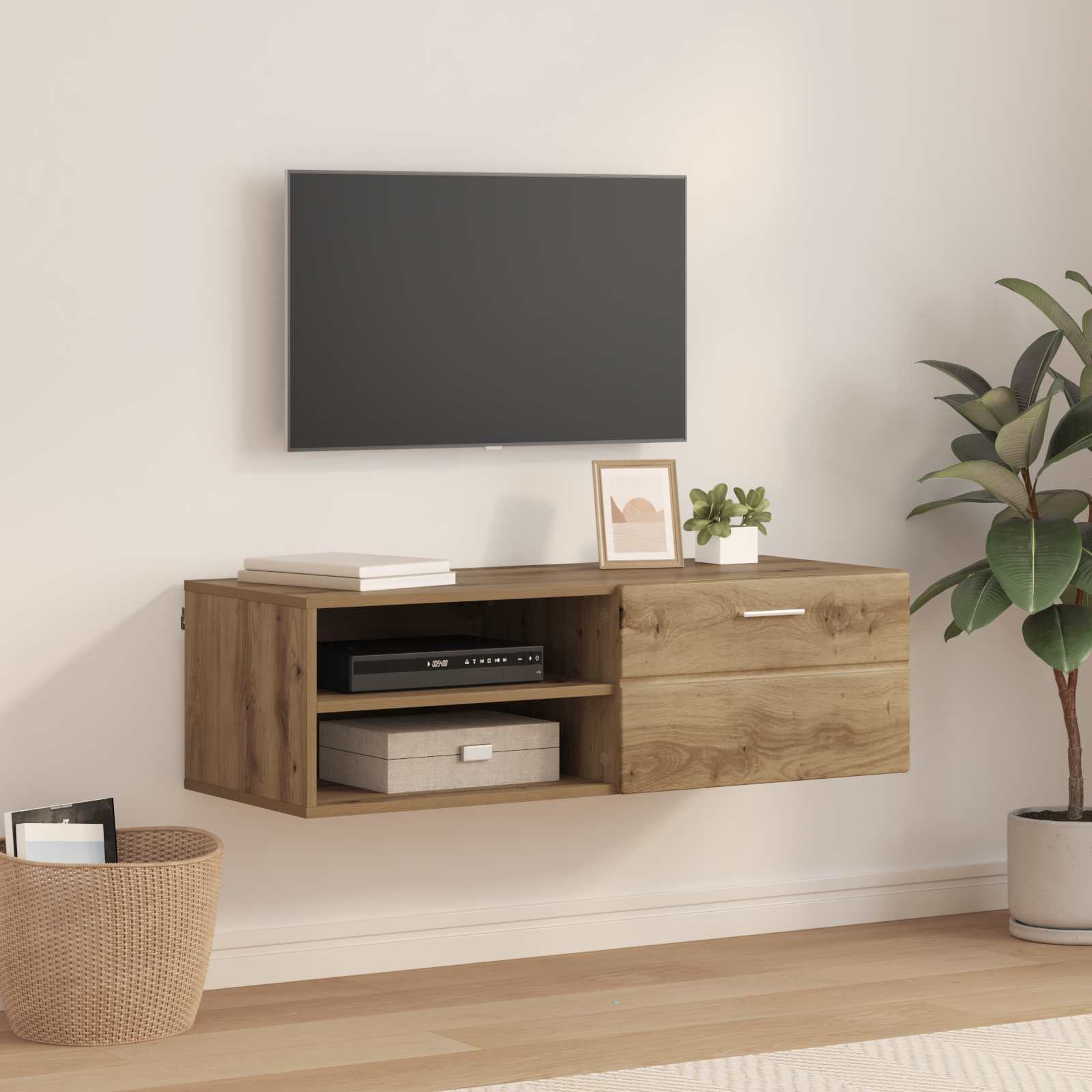 Cabinet en Bois avec tiroir Chêne artisanal 100,5 x 39 x 30 cm - XIOS