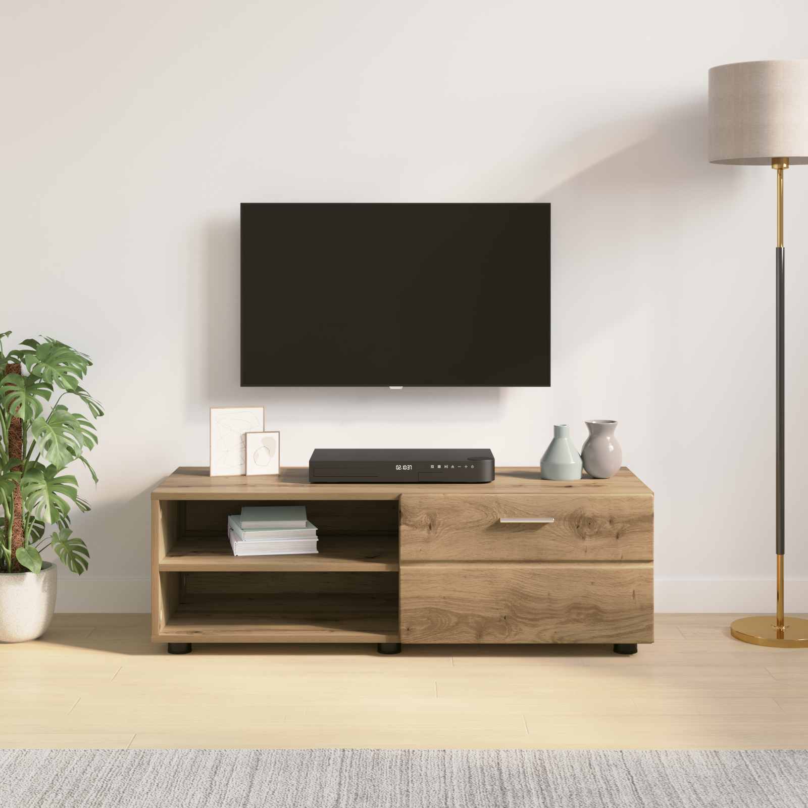 Cabinet en Bois avec tiroir Chêne artisanal 100,5 x 39 x 30 cm - XIOS