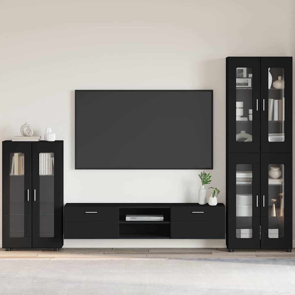 Buffet avec étagère Noir 55,5 x 29 x 100 cm Bois d'ingénierie - XIOS