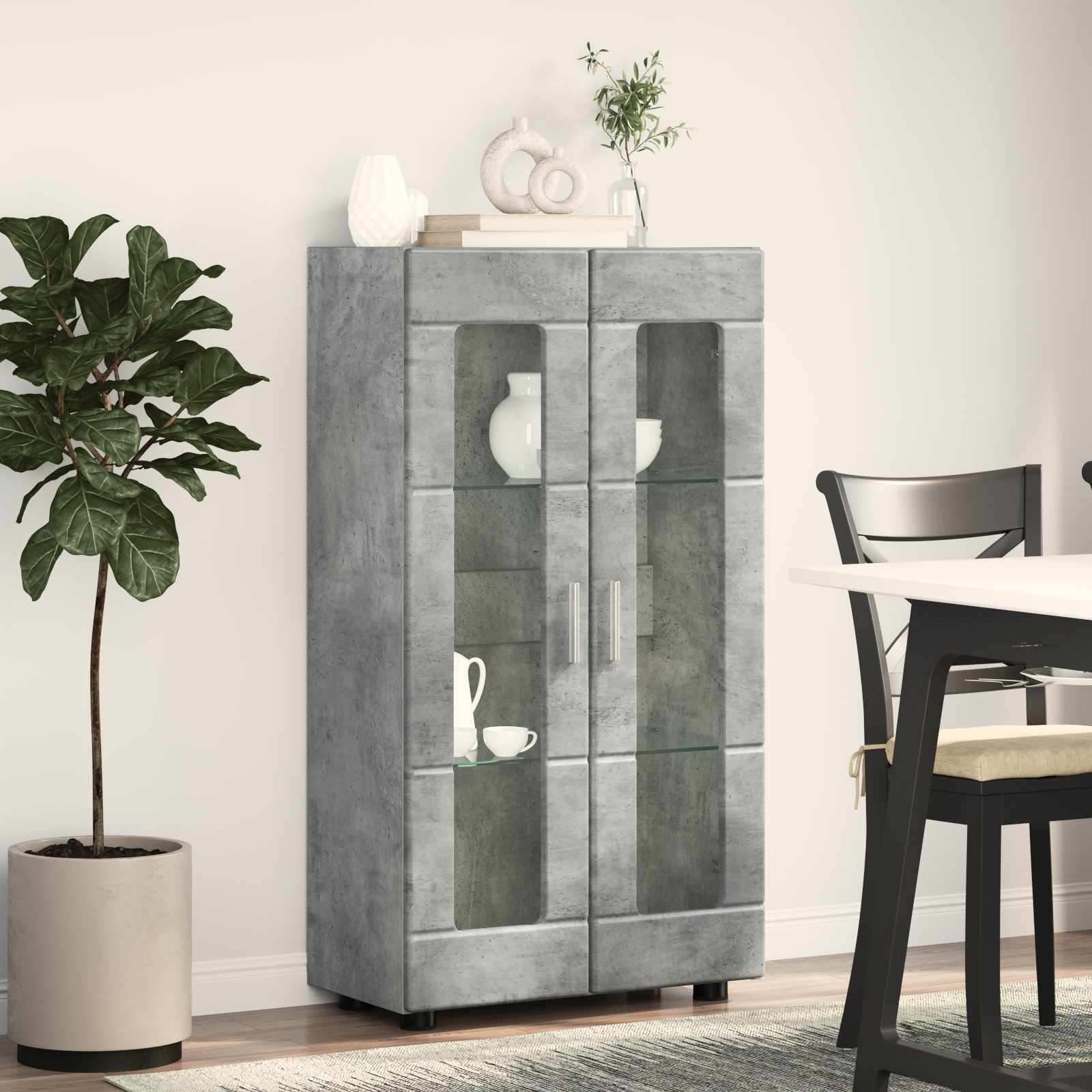 Buffet FLORIN Gris béton 55,5 x 29 x 100 cm Bois d'ingénierie