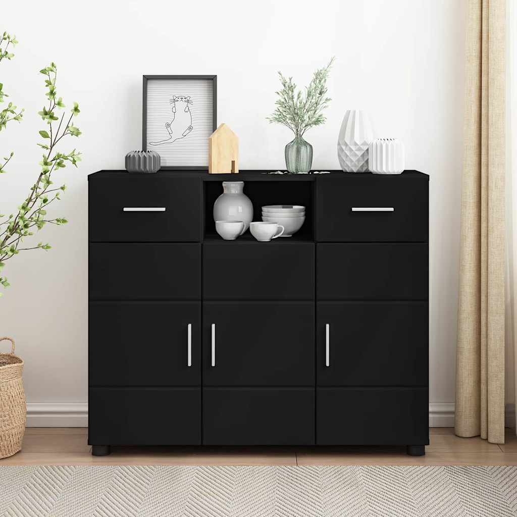 Buffet avec tiroir Noir 88.5 x 30.5 x 73 cm Bois d'ingénierie XIOS