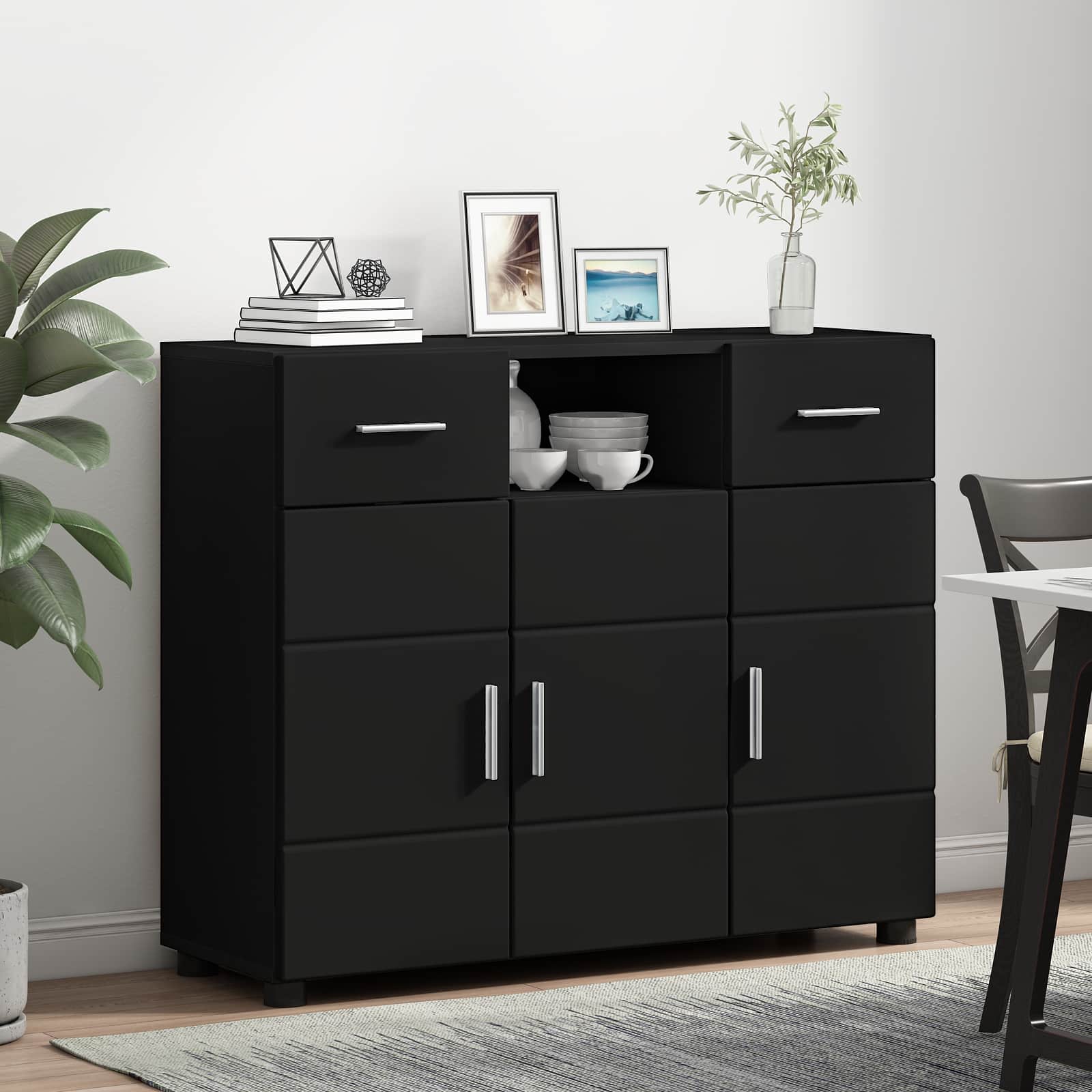 Cabinet en Bois Noir 88,5 x 30,5 x 73 cm Bois d'ingénierie - XIOS