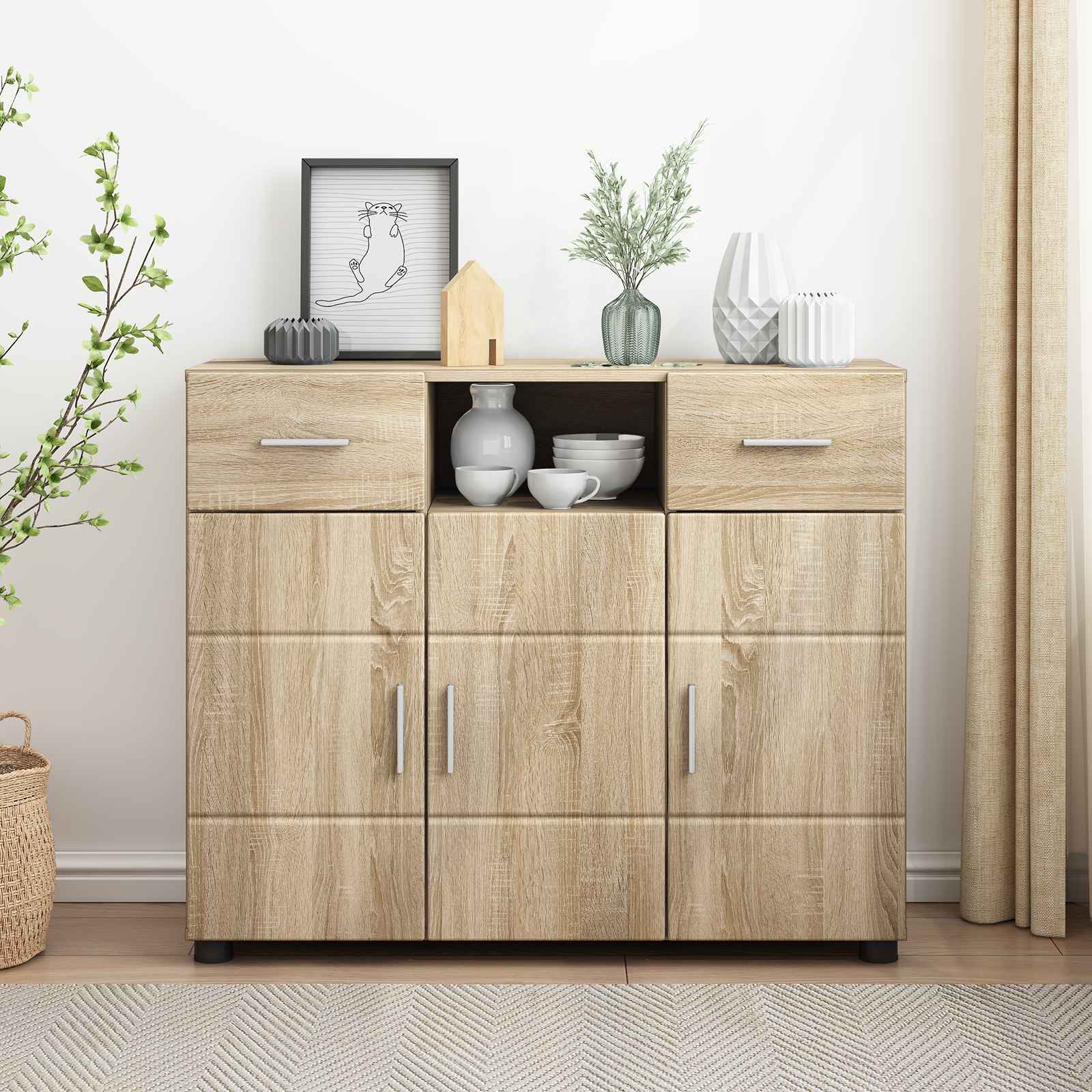 Cabinet en Bois avec tiroir Chêne Sonoma 88,5 x 30,5 x 73 cm - XIOS