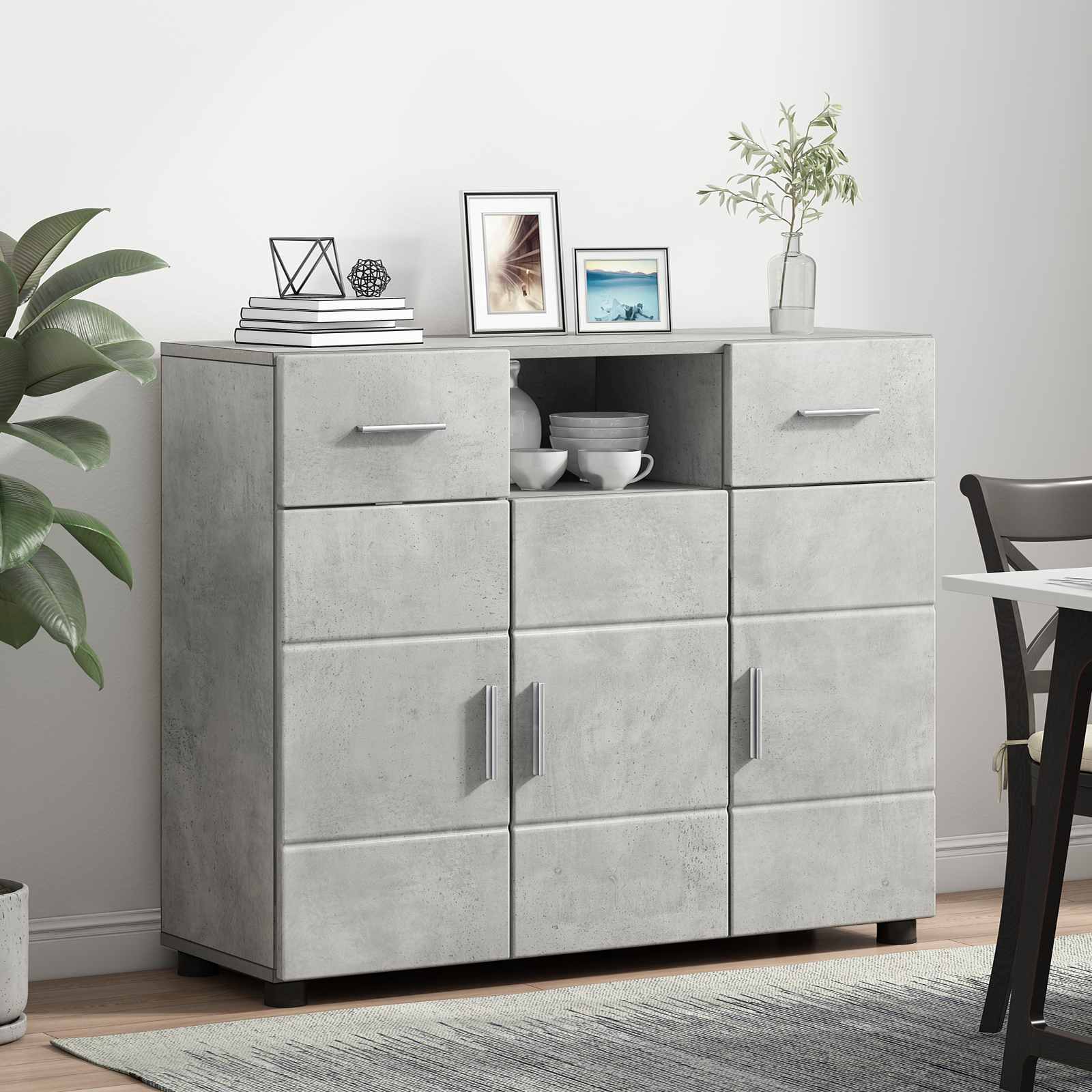 Cabinet en Bois avec tiroir Gris béton 88,5 x 30,5 x 73 cm - XIOS